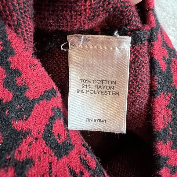 J. Jill Red‎ Black Sweater Rhinestones Damask Size XS - Picture 3 of 5